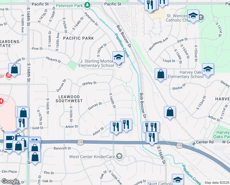 map of restaurants, bars, coffee shops, grocery stores, and more near 15933 Cedar Circle in Omaha