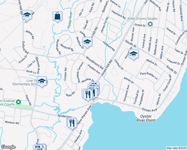 map of restaurants, bars, coffee shops, grocery stores, and more near 26 Pauline Avenue in West Haven