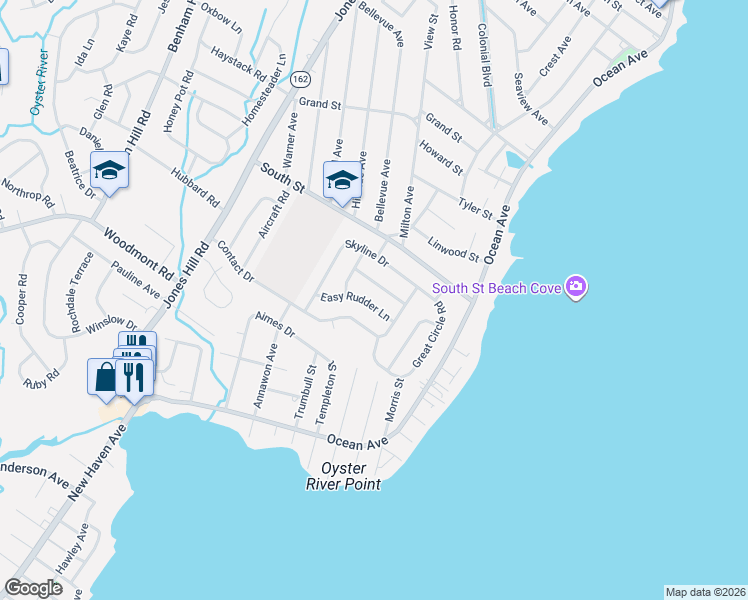 map of restaurants, bars, coffee shops, grocery stores, and more near 29 Easy Rudder Lane in West Haven