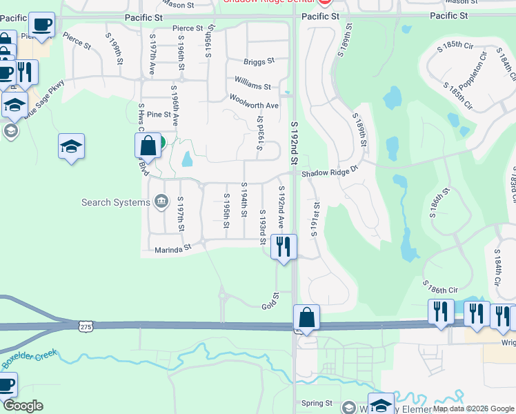 map of restaurants, bars, coffee shops, grocery stores, and more near 2028 South 193rd Street in Omaha