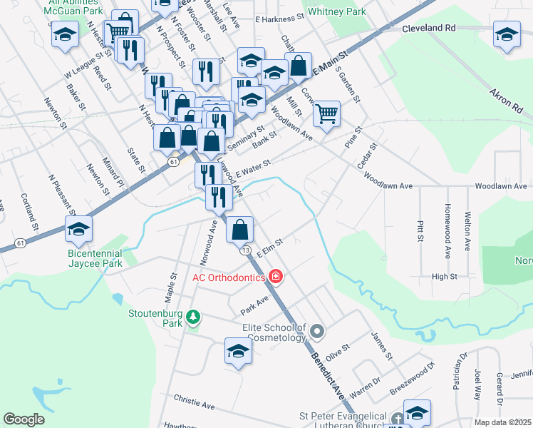 map of restaurants, bars, coffee shops, grocery stores, and more near 7 Hickory Street in Norwalk