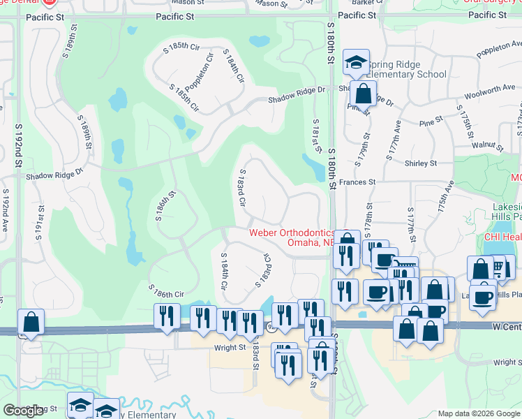 map of restaurants, bars, coffee shops, grocery stores, and more near in Omaha