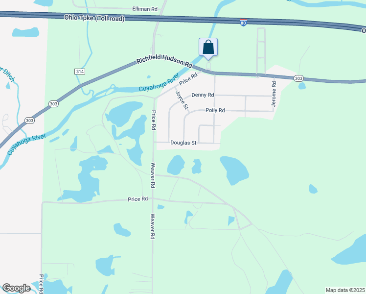 map of restaurants, bars, coffee shops, grocery stores, and more near 2972 Douglas Street in Ravenna