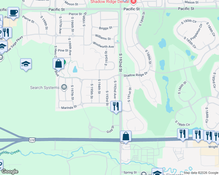 map of restaurants, bars, coffee shops, grocery stores, and more near 2028 South 193rd Street in Omaha