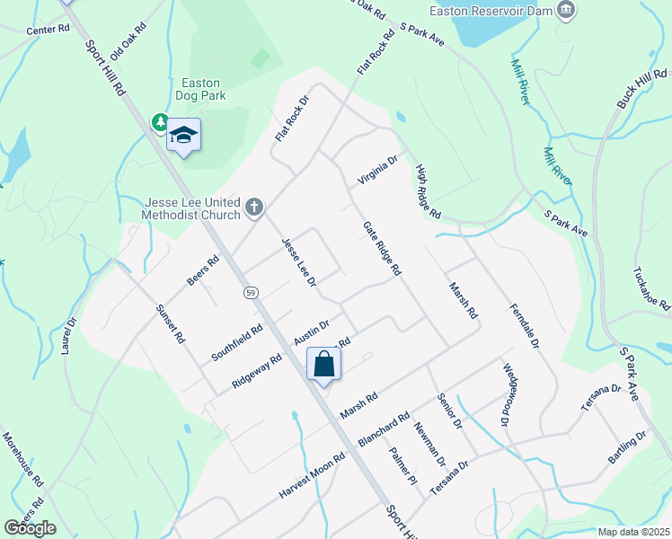 map of restaurants, bars, coffee shops, grocery stores, and more near 32 Crescent Drive in Easton