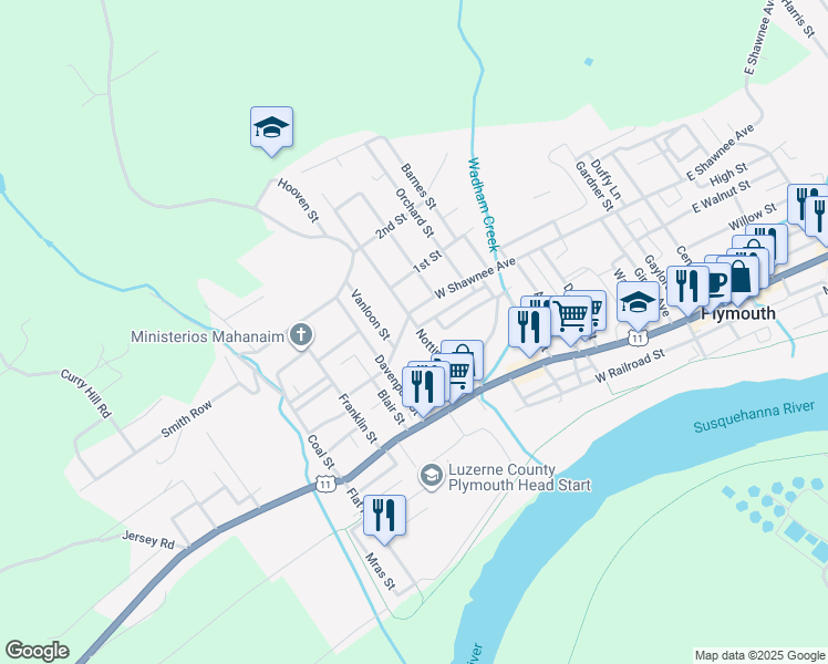map of restaurants, bars, coffee shops, grocery stores, and more near 55 Nottingham St in Plymouth