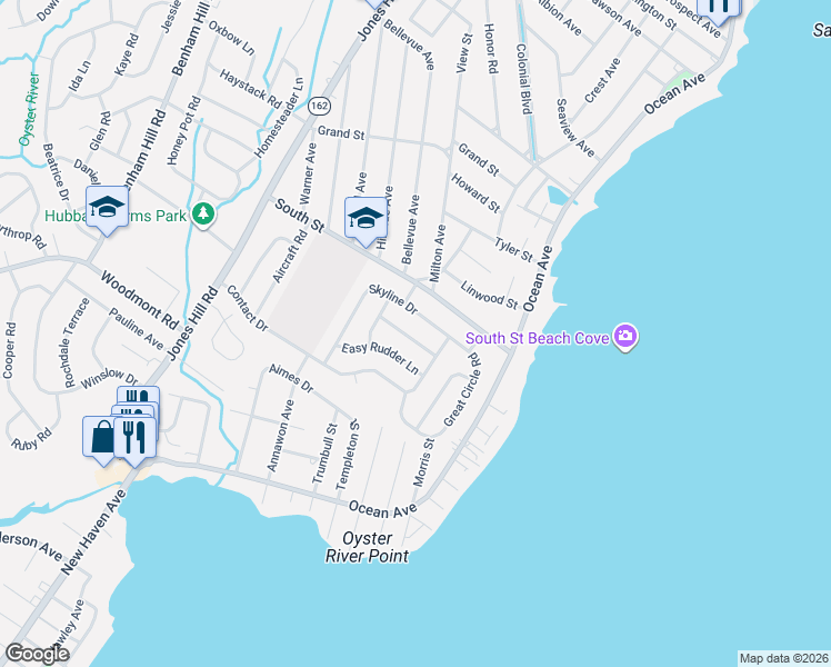 map of restaurants, bars, coffee shops, grocery stores, and more near 29 Check Point Ln in West Haven