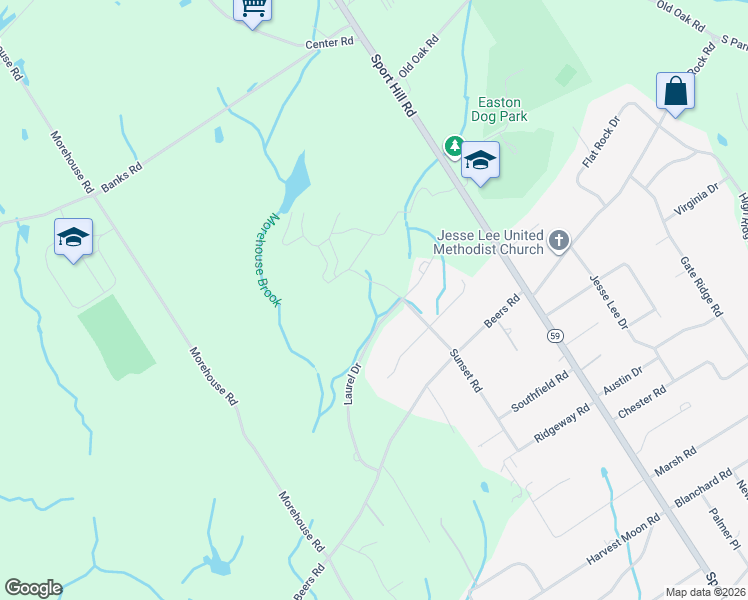 map of restaurants, bars, coffee shops, grocery stores, and more near 50 Laurel Drive in Easton