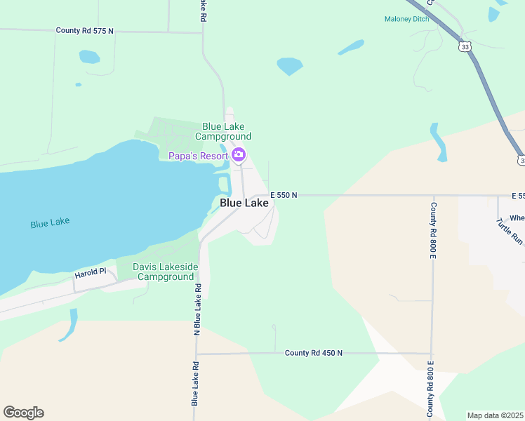 map of restaurants, bars, coffee shops, grocery stores, and more near 5176 West Drive in Churubusco