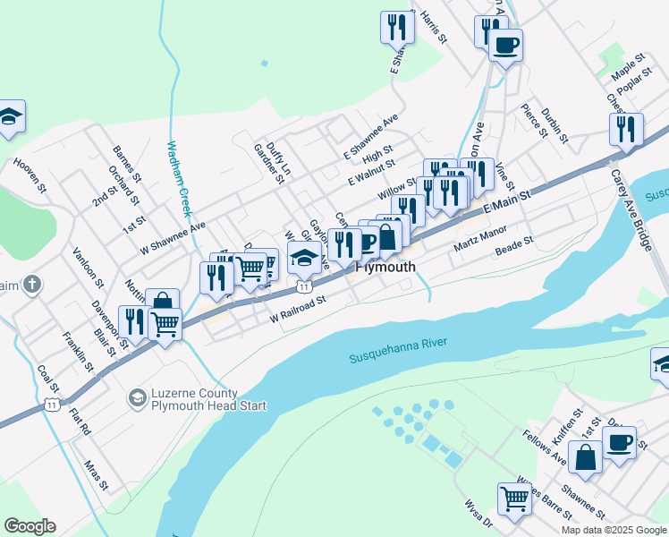 map of restaurants, bars, coffee shops, grocery stores, and more near 24 Gaylord Avenue in Plymouth