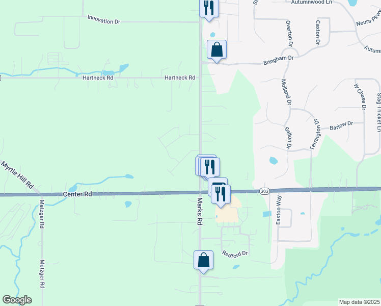 map of restaurants, bars, coffee shops, grocery stores, and more near 1254 Marks Road in Valley City