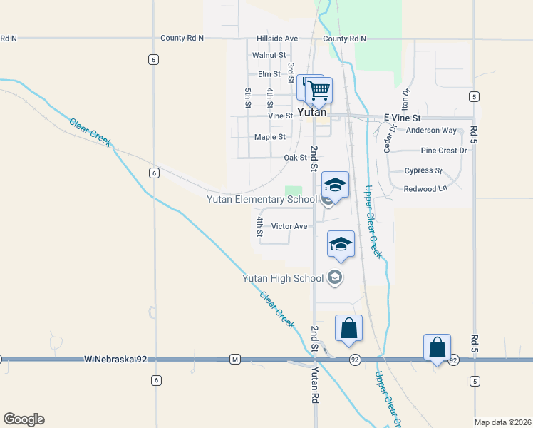 map of restaurants, bars, coffee shops, grocery stores, and more near 312 Rose Avenue in Yutan