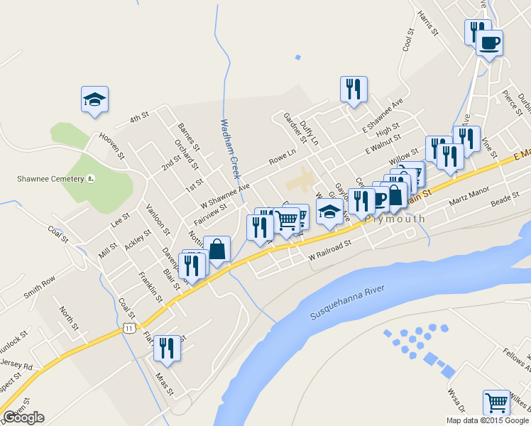 map of restaurants, bars, coffee shops, grocery stores, and more near 105 Academy Street in Plymouth
