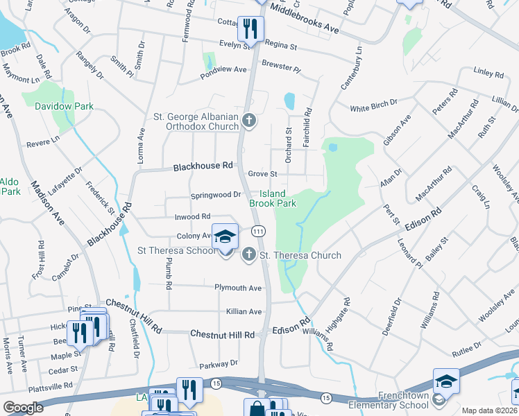 map of restaurants, bars, coffee shops, grocery stores, and more near 5390 Main Street in Trumbull