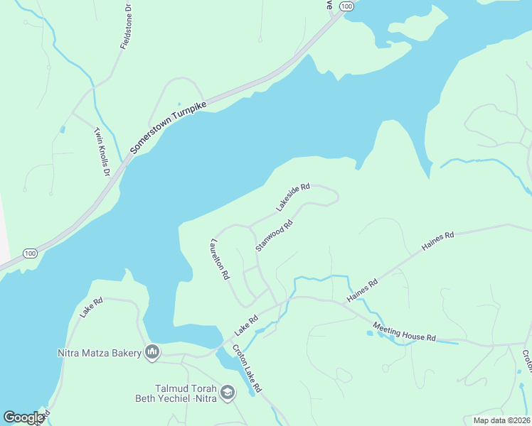 map of restaurants, bars, coffee shops, grocery stores, and more near 16 Lakeside Road in Mount Kisco