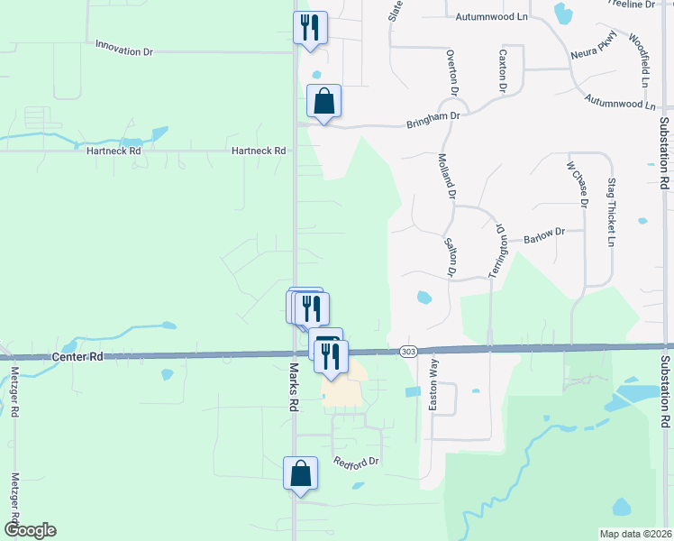 map of restaurants, bars, coffee shops, grocery stores, and more near 1245 Marks Road in Valley City