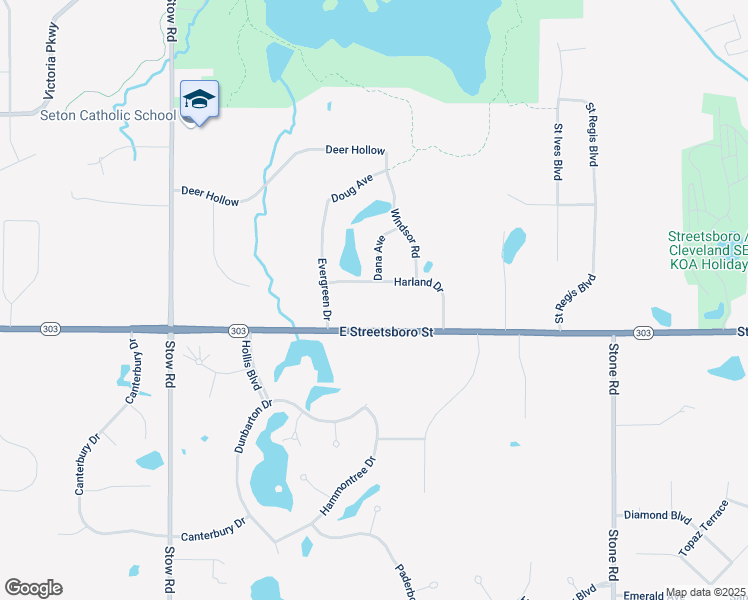 map of restaurants, bars, coffee shops, grocery stores, and more near 2573 East Streetsboro Street in Hudson