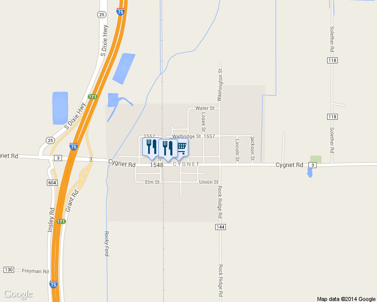 map of restaurants, bars, coffee shops, grocery stores, and more near 127 Venango Street in Cygnet
