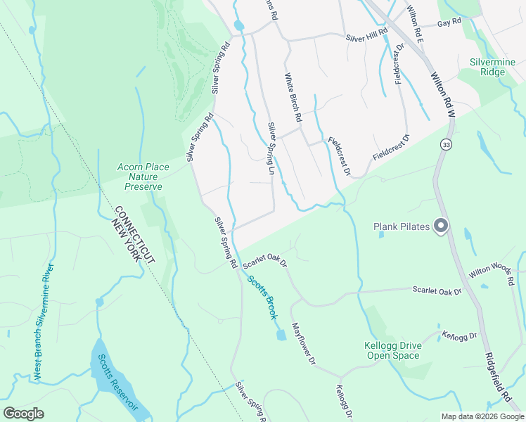 map of restaurants, bars, coffee shops, grocery stores, and more near 31 Silver Spring Lane in Ridgefield