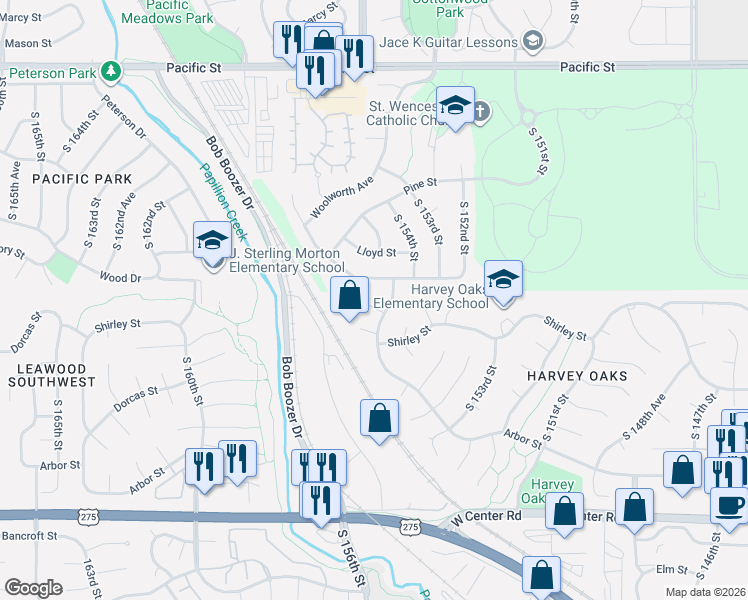 map of restaurants, bars, coffee shops, grocery stores, and more near 15564 Walnut Circle in Omaha