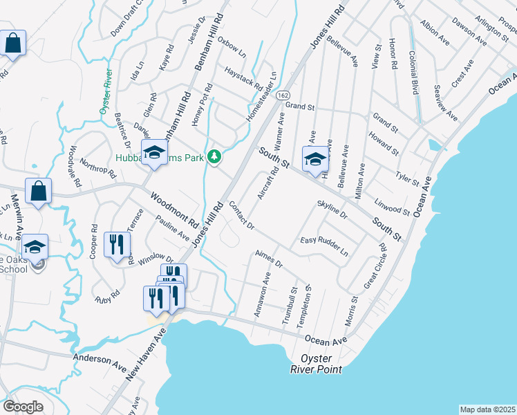map of restaurants, bars, coffee shops, grocery stores, and more near 30 Aircraft Road in West Haven