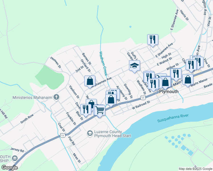 map of restaurants, bars, coffee shops, grocery stores, and more near 102 Turner Street in Plymouth