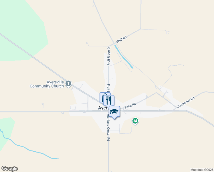 map of restaurants, bars, coffee shops, grocery stores, and more near 13830 Fruit Ridge Drive in Defiance