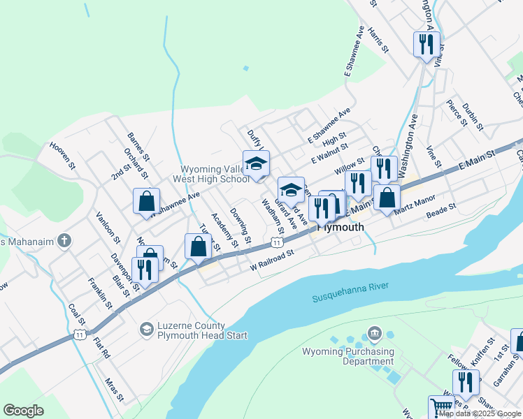 map of restaurants, bars, coffee shops, grocery stores, and more near 79 Wadham Street in Plymouth