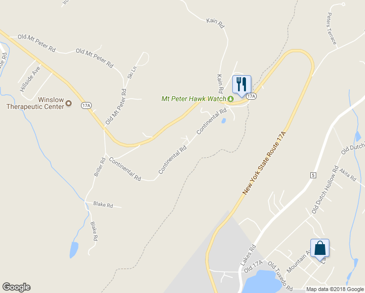 map of restaurants, bars, coffee shops, grocery stores, and more near 51 Continental Road in Warwick