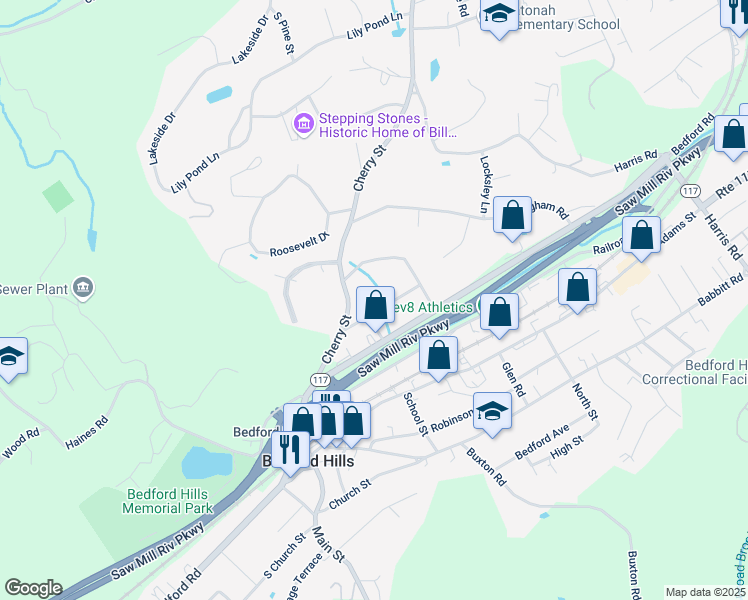 map of restaurants, bars, coffee shops, grocery stores, and more near 47 Park Avenue in Bedford Hills