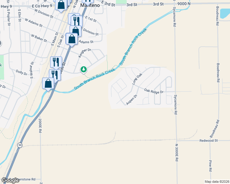 map of restaurants, bars, coffee shops, grocery stores, and more near 876 Holly Drive in Manteno