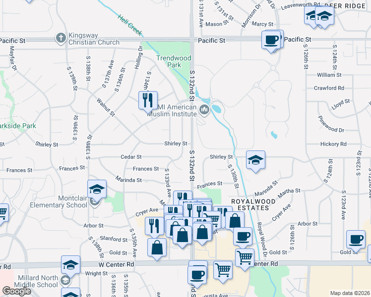 map of restaurants, bars, coffee shops, grocery stores, and more near 1871 South 133rd Street in Omaha
