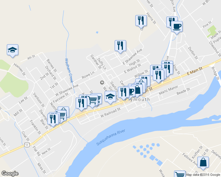 map of restaurants, bars, coffee shops, grocery stores, and more near 114 Girard Avenue in Plymouth