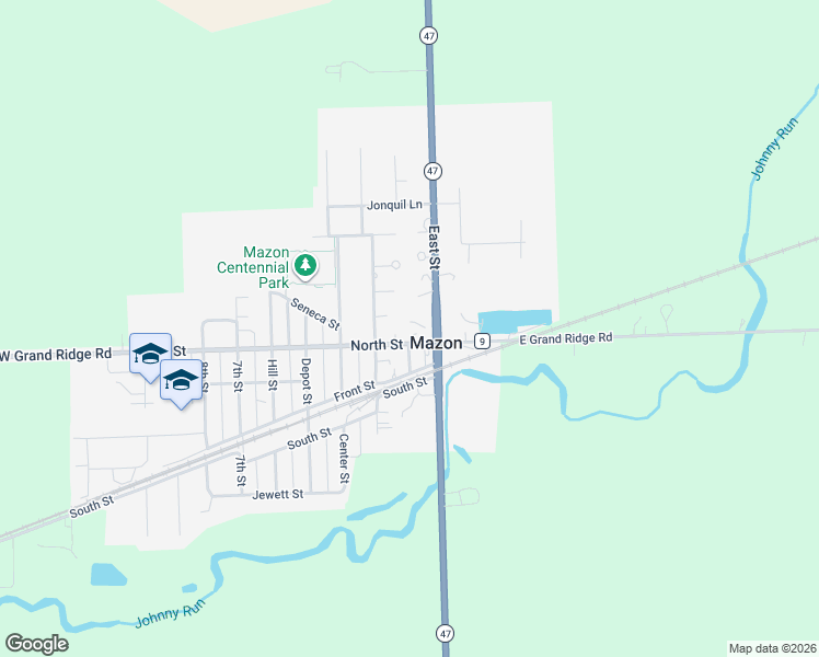 map of restaurants, bars, coffee shops, grocery stores, and more near 401 North Street in Mazon