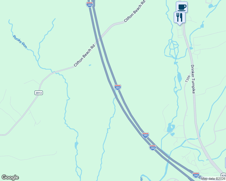 map of restaurants, bars, coffee shops, grocery stores, and more near Interstate 380 in Lackawanna