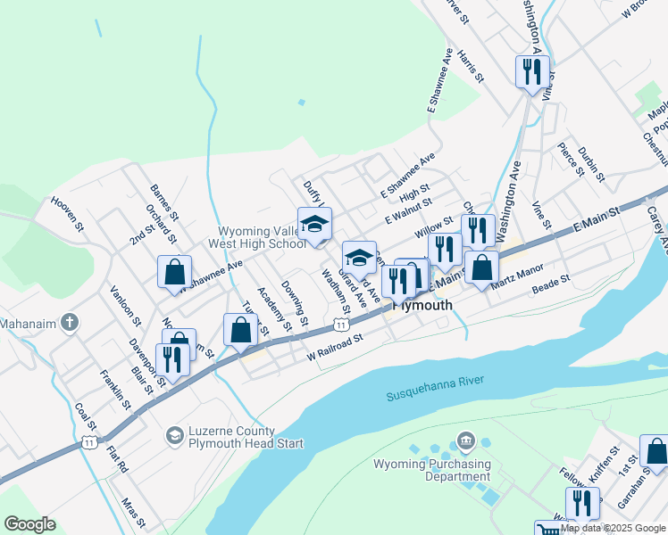 map of restaurants, bars, coffee shops, grocery stores, and more near 79 Wadham Street in Plymouth