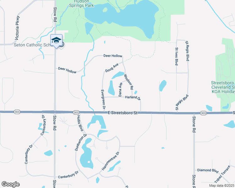 map of restaurants, bars, coffee shops, grocery stores, and more near 2573 East Streetsboro Street in Hudson