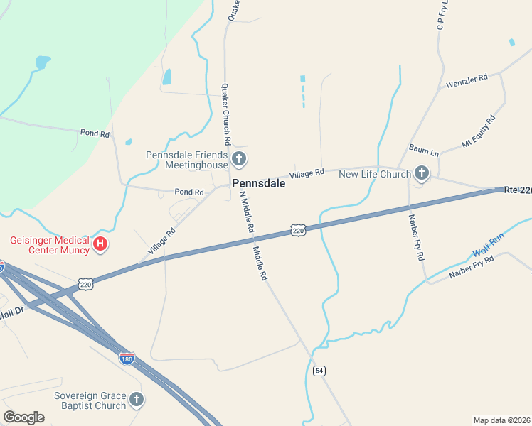 map of restaurants, bars, coffee shops, grocery stores, and more near 524 Village Road in Pennsdale