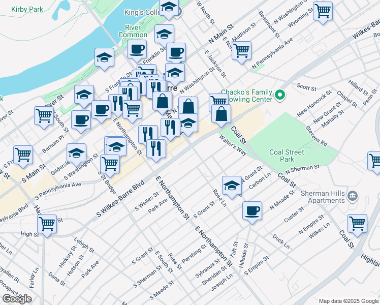 map of restaurants, bars, coffee shops, grocery stores, and more near in Korn Krest