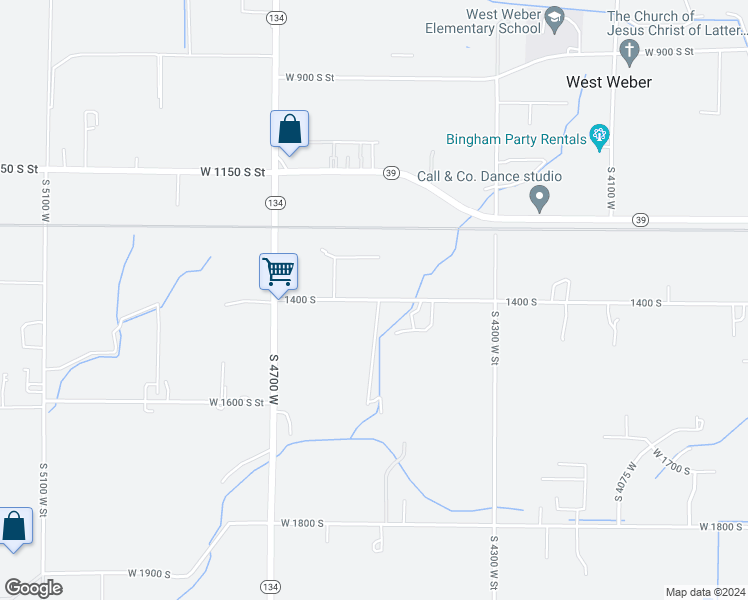 map of restaurants, bars, coffee shops, grocery stores, and more near 4531 West 1400 South Street in Ogden