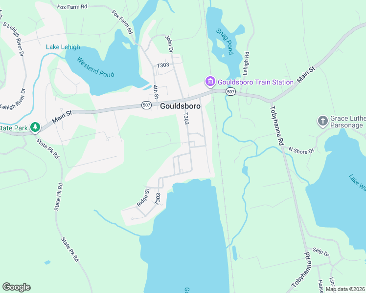 map of restaurants, bars, coffee shops, grocery stores, and more near 36 3rd Street in Gouldsboro