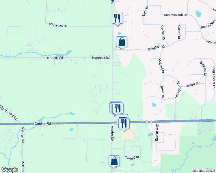 map of restaurants, bars, coffee shops, grocery stores, and more near 1254 Marks Road in Brunswick