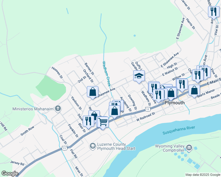 map of restaurants, bars, coffee shops, grocery stores, and more near 209-299 Rowe Ln in Plymouth