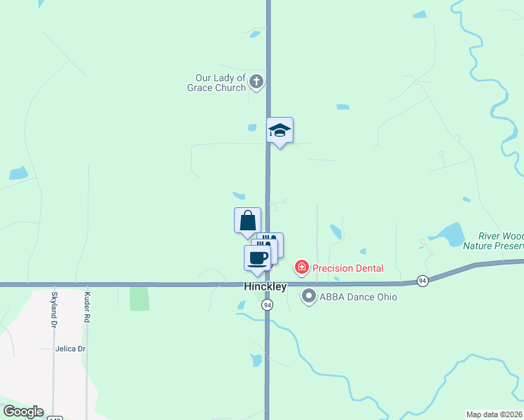 map of restaurants, bars, coffee shops, grocery stores, and more near in Hinckley