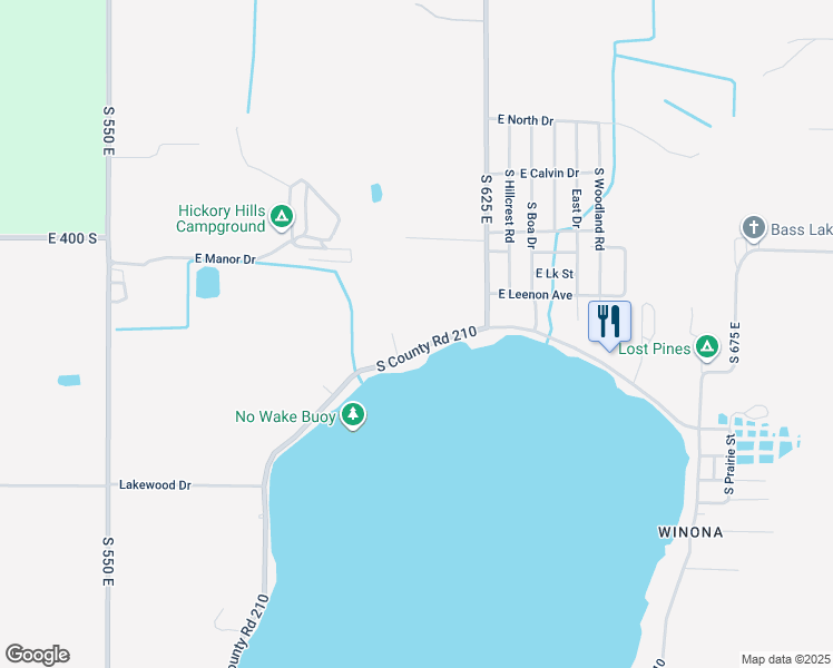map of restaurants, bars, coffee shops, grocery stores, and more near 4108 South County Road 210 in Knox