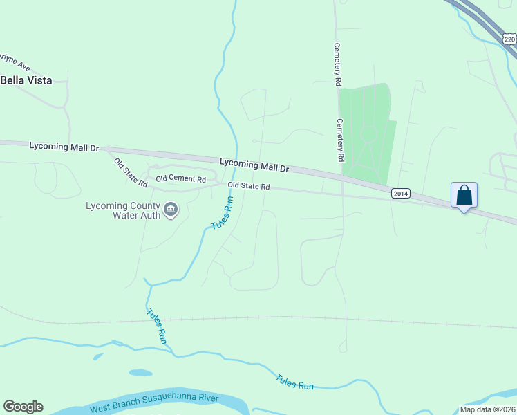 map of restaurants, bars, coffee shops, grocery stores, and more near 2 Katie Lane in Montoursville