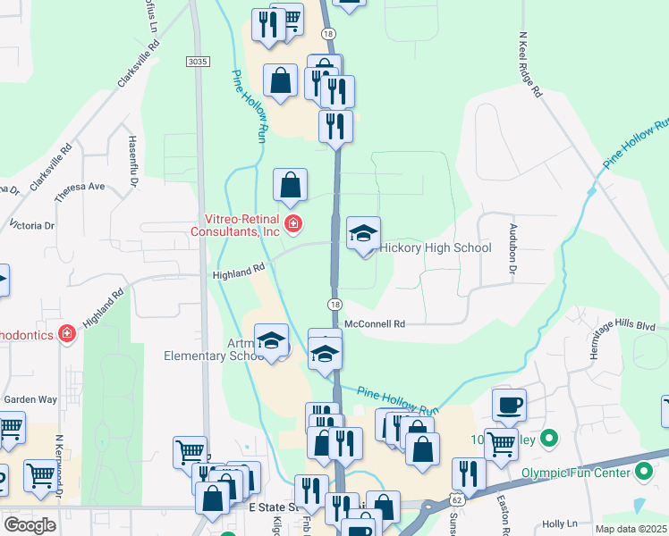 map of restaurants, bars, coffee shops, grocery stores, and more near 640 North Hermitage Road in Hermitage