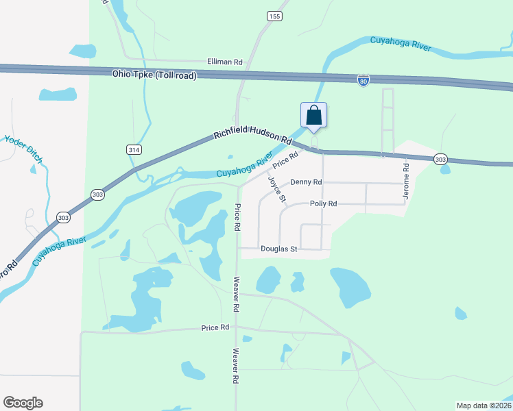 map of restaurants, bars, coffee shops, grocery stores, and more near 2929 Denney Road in Ravenna