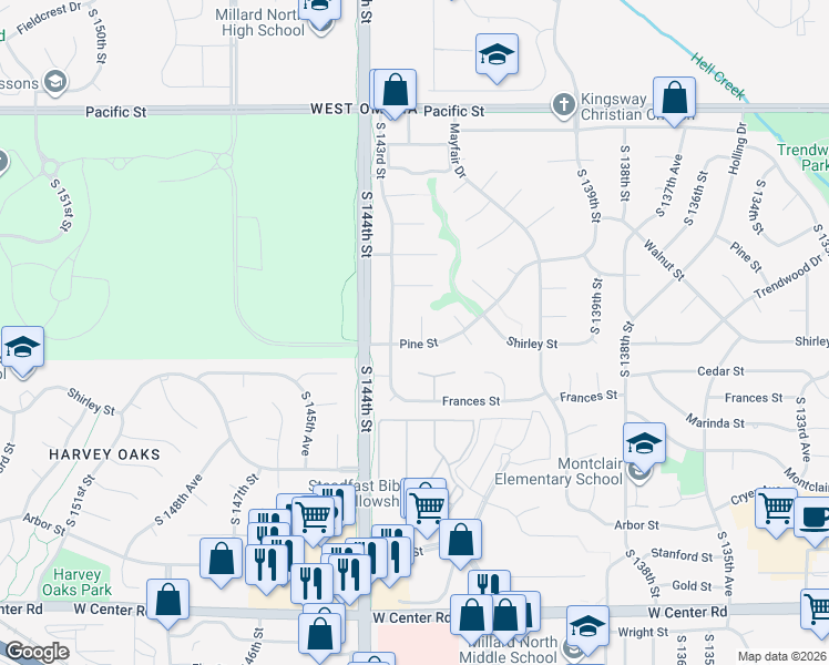 map of restaurants, bars, coffee shops, grocery stores, and more near 1518 South 142nd Circle in Omaha