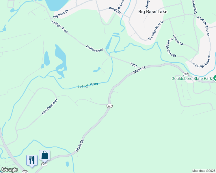 map of restaurants, bars, coffee shops, grocery stores, and more near 195 Main Street in Gouldsboro